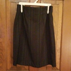 Pinstripe short skirt.